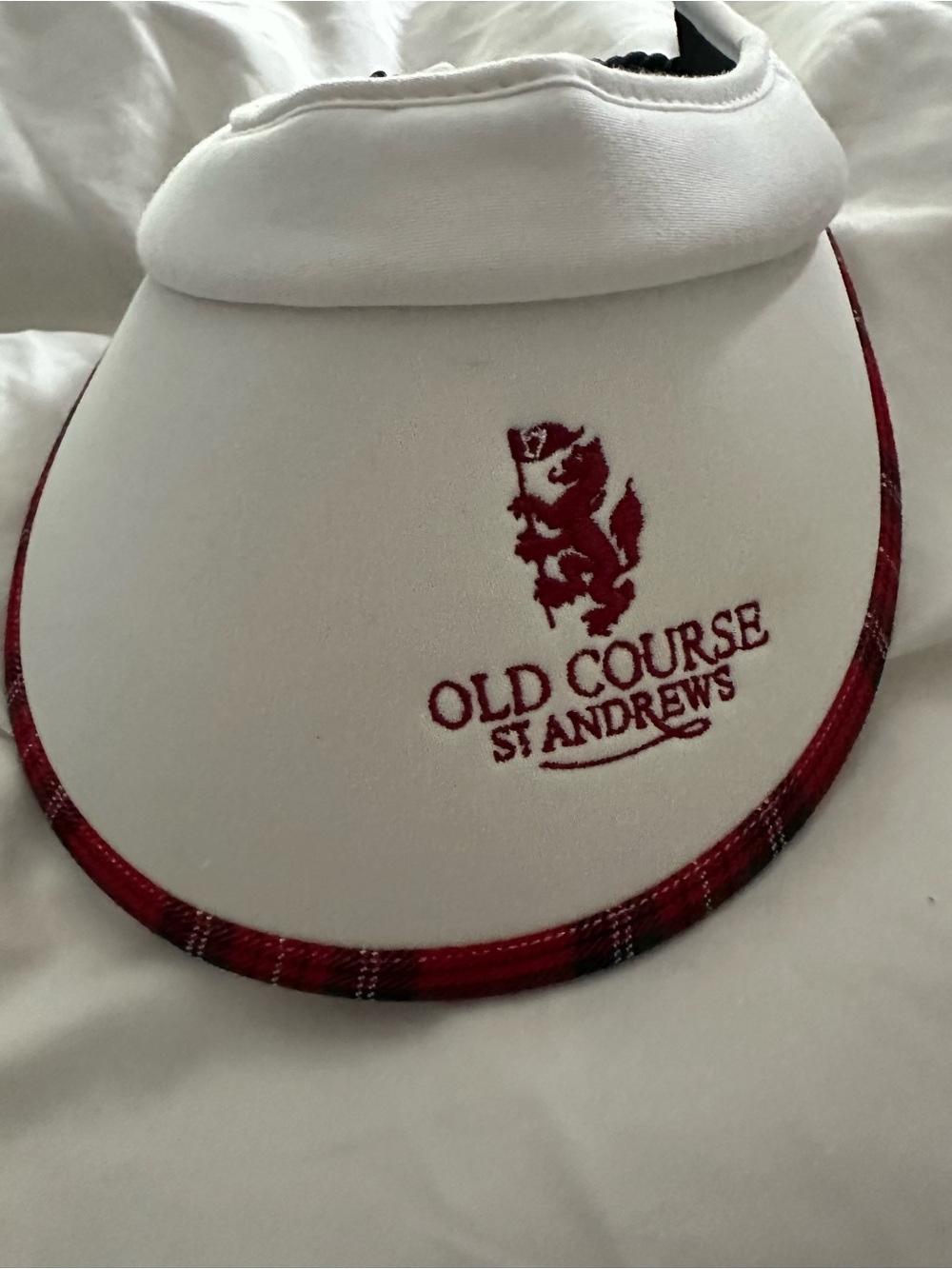 Old Course St Andrews Women’s Golf Visor White Red Tartan Plaid Scotland
